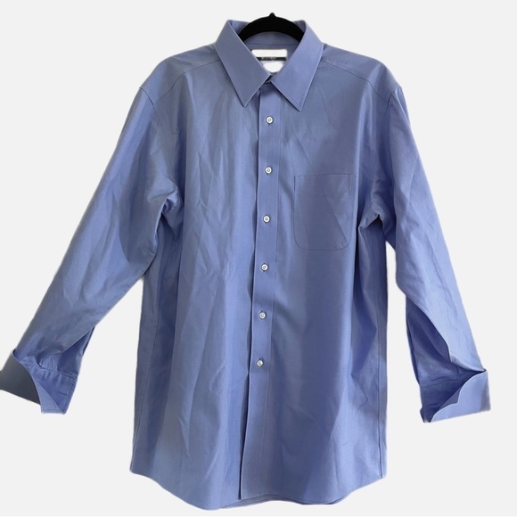 ✨NEW!✨ ROUNDTREE & YORKE Gold Label Long Sleeve Non Iron Pinpoint Shirt - 16/33 - Picture 2 of 11